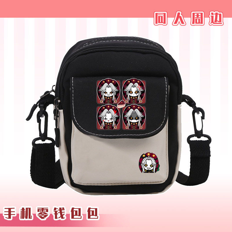 Anime Merch Shopping - กระเป๋าสะพายข้างผ้าแคนวาสลายพิเอโรต์ สำหรับใส่โทรศัพท์และเหรียญ เหมาะสำหรับใช้ในชีวิตประจำวัน กระเป๋าสะพายไหล่สำหรับผู้ใหญ่ ใช้สำหรับเดินทาง ท่องเที่ยว