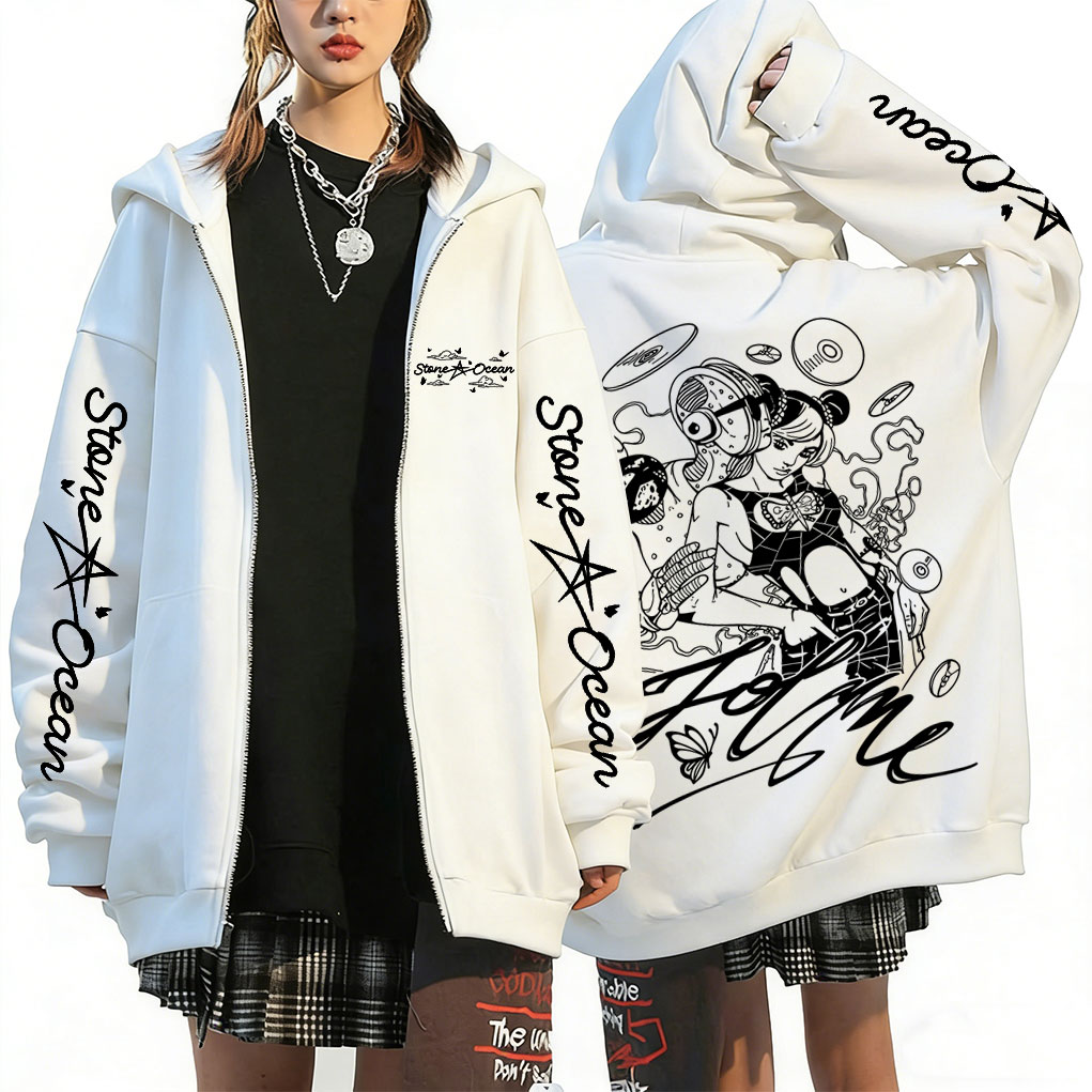 Anime Merch Hoodie - เสื้อฮู้ดซิปอนิเมะ Jojo Bizarre Adventure ลาย Jolyne
