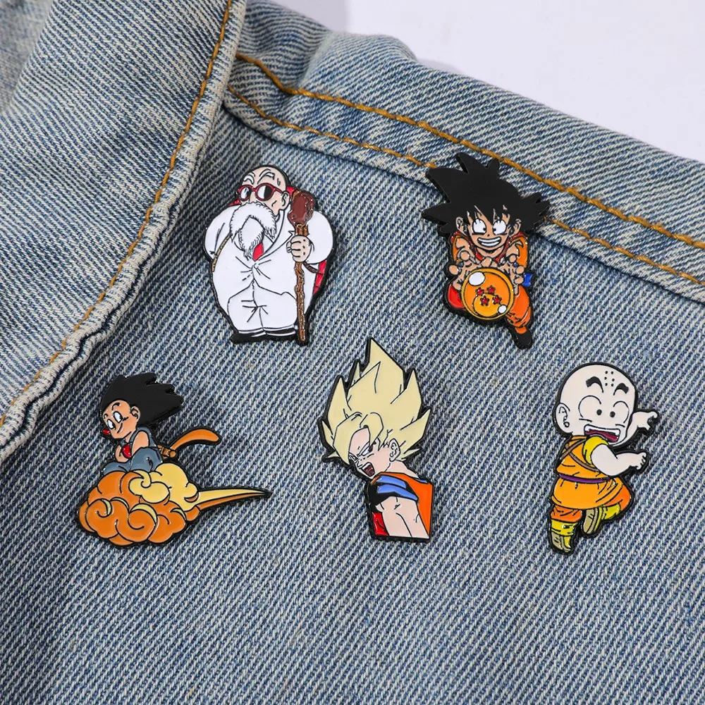 Enamel Pin Set - เข็มกลัดอนิเมะยอดนิยมแบบคลาสสิก 5 ชิ้น ​ เข็มกลัดโลหะเคลือบลายซอนโกฮัง ของตกแต่งเสื้อผ้า