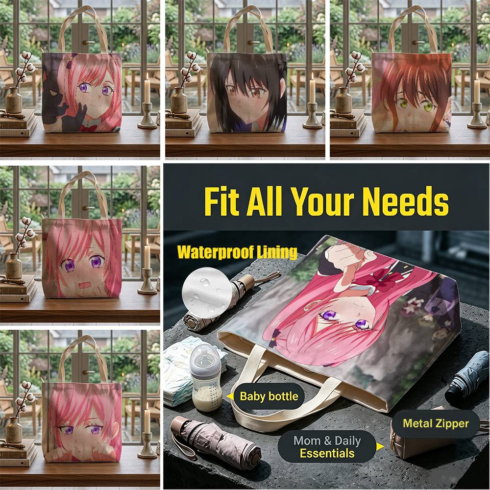 Anime Merch Shopping - กระเป๋าเก็บของอนิเมะคุโรมาโจ กระเป๋าผ้าแคนวาสกันน้ำ เหมาะสำหรับไปเรียน ช้อปปิ้ง ของขวัญ และการเดินทาง