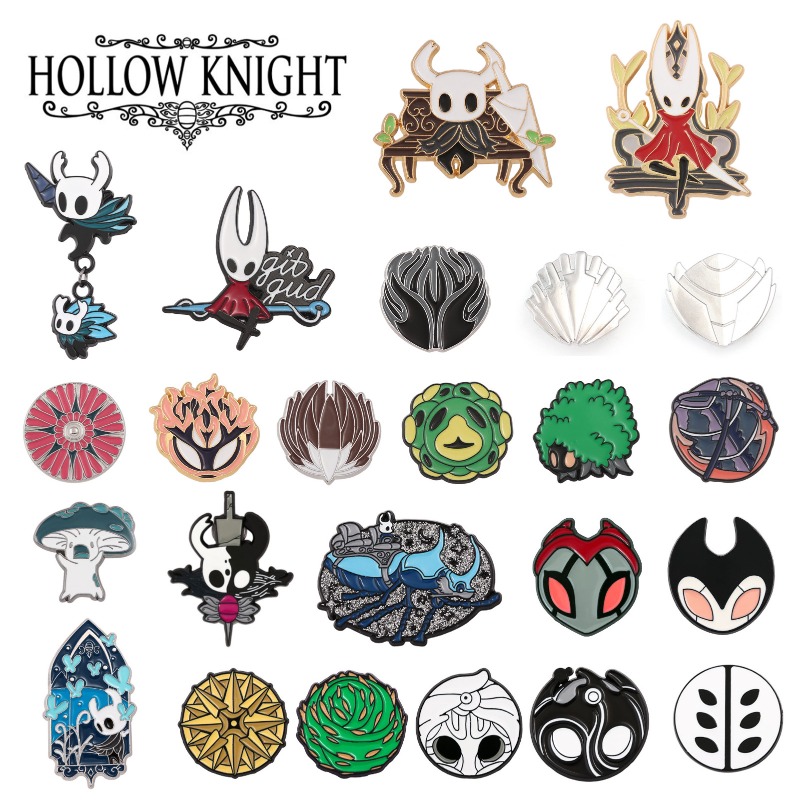 Enamel Pin Set - เข็มกลัดโลหะเคลือบสีแบบหยดน้ำลาย Hollow Knight สำหรับตกแต่งกระเป๋าเป้ เสื้อผ้า ของสะสมธีมเกม