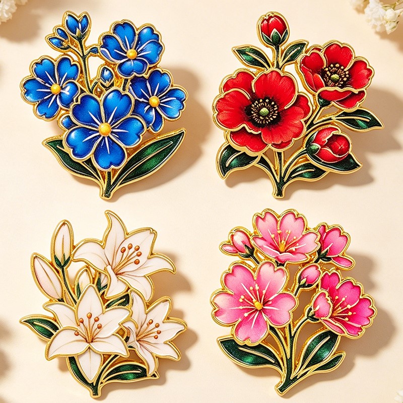 เข็มกลัดเคลือบสีสันสดใสลายดอกไ - Enamel Pin Set บทวิจารณ์และราคา