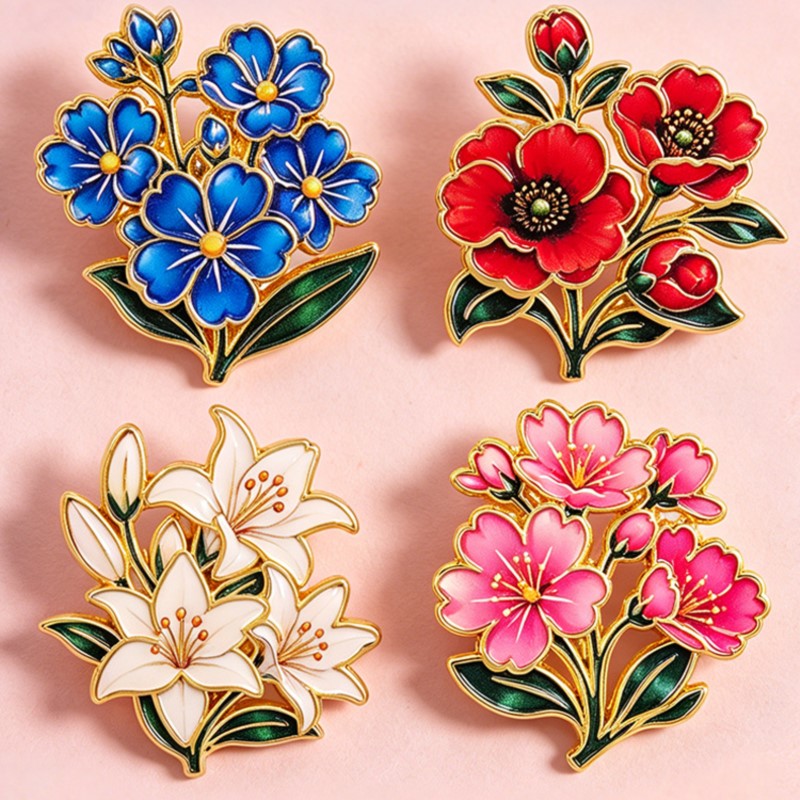 เข็มกลัดเคลือบสีสันสดใสลายดอกไ - Enamel Pin Set บทวิจารณ์และราคา