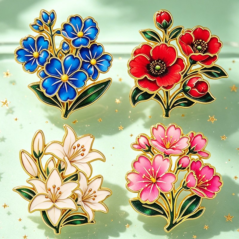 เข็มกลัดเคลือบสีสันสดใสลายดอกไ - Enamel Pin Set บทวิจารณ์และราคา